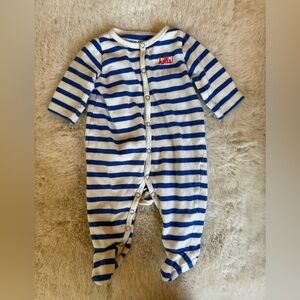 Striped Blue and White Kids Footie